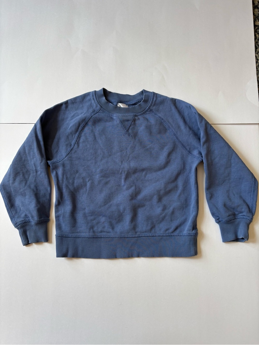 Hanna Andersson Boys Size 5 Sweatshirt French Terry Sky Blue Soft Warm V-Stitch